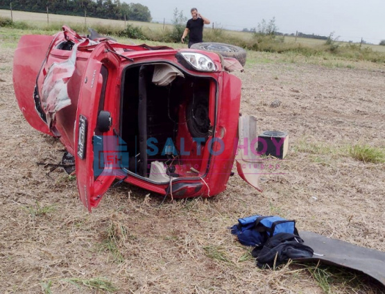 Cuatro heridos fue el saldo de un choque y vuelco en la ruta 32